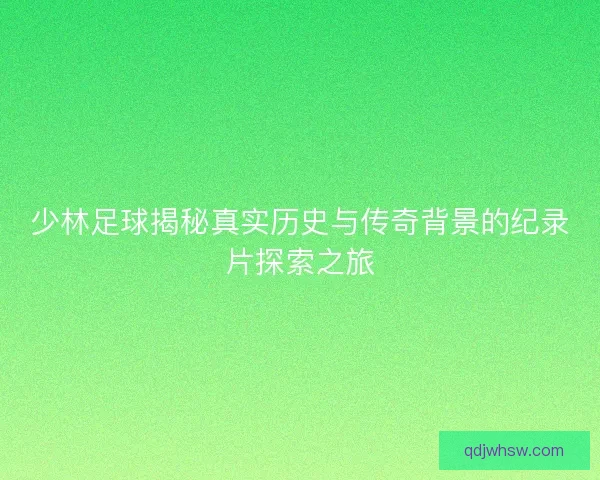 少林足球揭秘真实历史与传奇背景的纪录片探索之旅