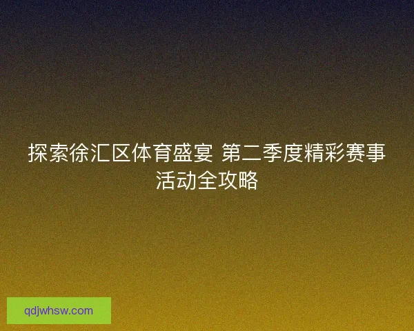 探索徐汇区体育盛宴 第二季度精彩赛事活动全攻略