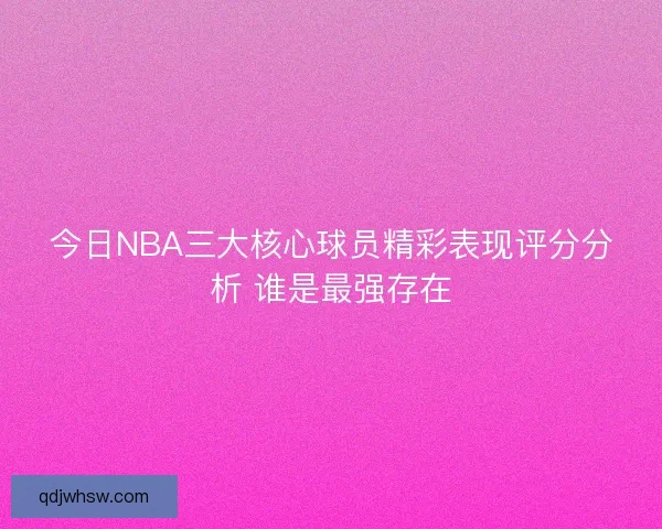 今日NBA三大核心球员精彩表现评分分析 谁是最强存在